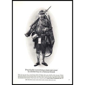 1965 Brand Names Foundation Vintage Print Ad Infantry Soldier Uniform Wall Art
